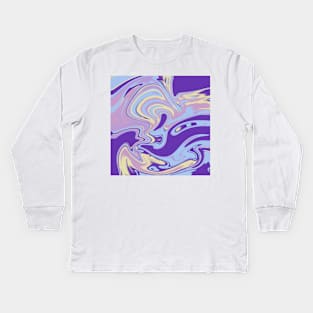 Trippy Purple Yellow Blue and Pink Swirls Kids Long Sleeve T-Shirt